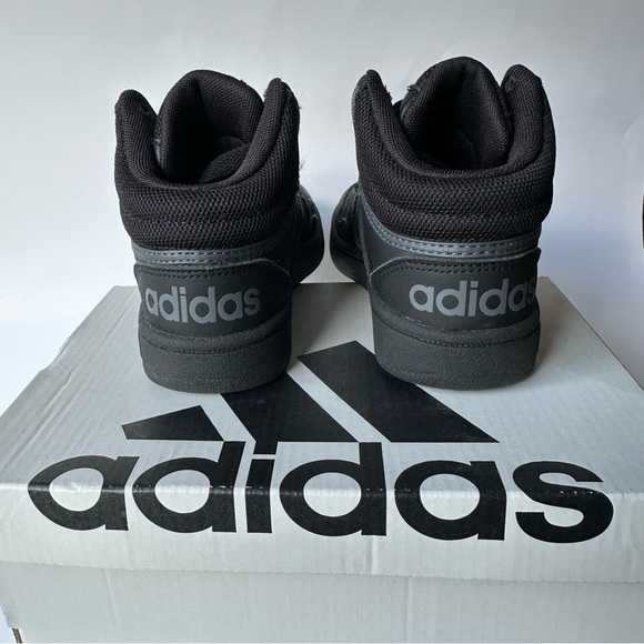 Adidas Kids Black Mid-Top Hoops 3.0K Basketball Sneakers - Picture 3 of 8